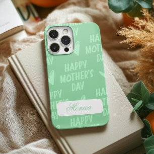 Happy Mother's Day in green background custom name iPhone 11 Case