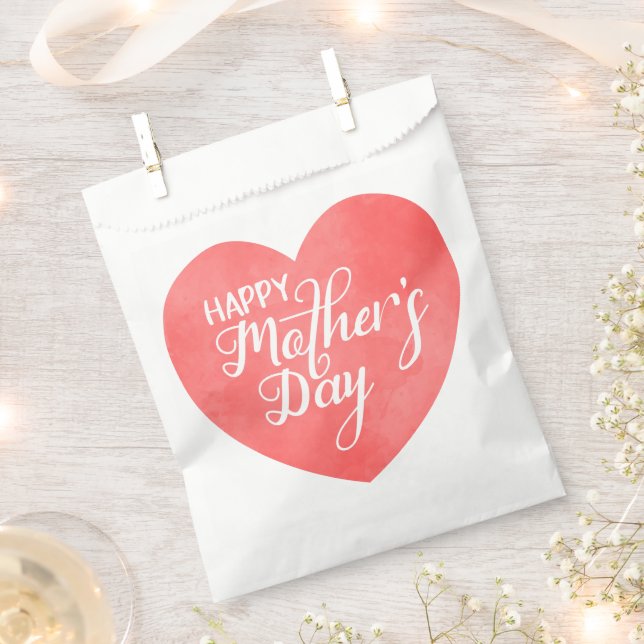 Happy mother's day in pink heart, mum love favour bags (Clipped)