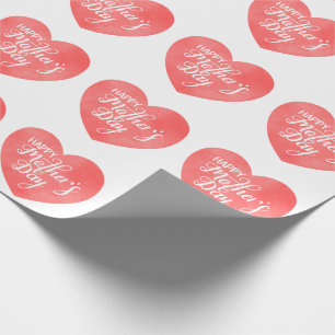 Happy mother's day in pink heart, mum love wrapping paper