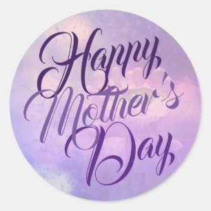 Happy Mother's Day in Purple Classic Round Sticker
