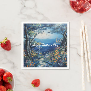 Happy Mother's Day Lake Scene Napkin