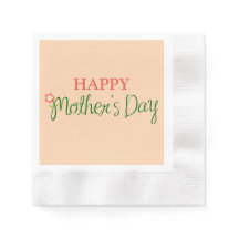 Happy Mother's Day Light Apricot Paper Napkin