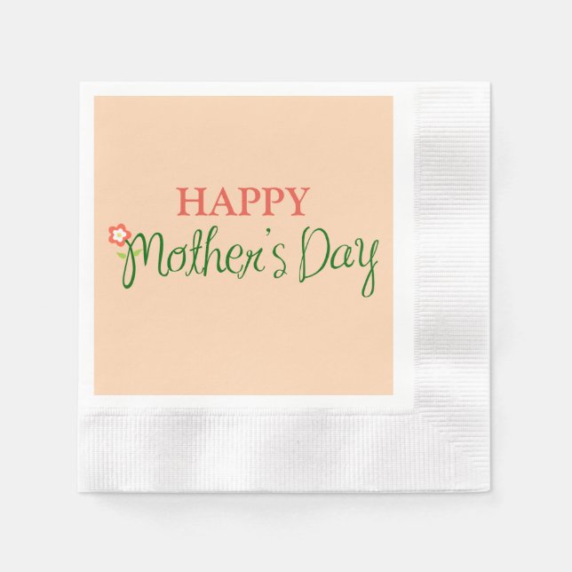 Happy Mother's Day Light Apricot Paper Napkin (Front)