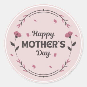 Happy mothers day light pink classic round sticker