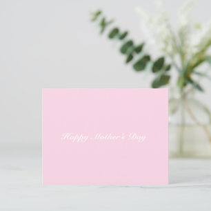 Happy Mother's Day light pink white elegant script Postcard