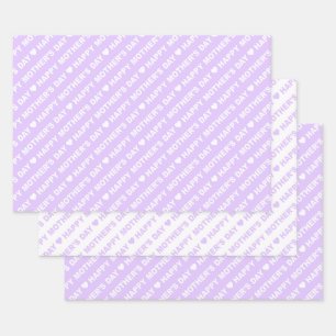 Happy Mother's Day Lilac and White Wrapping Paper Sheet