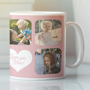 Happy Mothers Day love you mum photo collage pink Coffee Mug