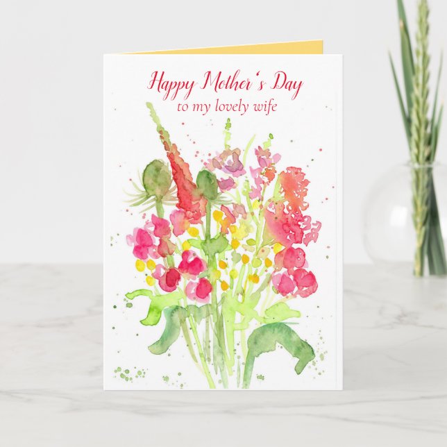 Happy Mother's Day Lovely Wife Flower Bouquet Card (Front)