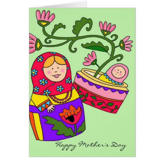 Happy Mother's Day Matryoshka Ukrainian Folk Art Card