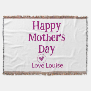 Happy Mother's day mauve love name female sign tit Throw Blanket