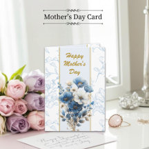 Happy Mothers Day Modern Blue Floral Bible Verse