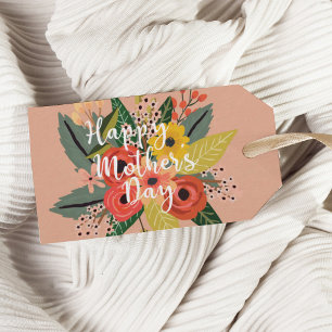 Happy Mother's Day Modern Colourful Floral Script Gift Tags