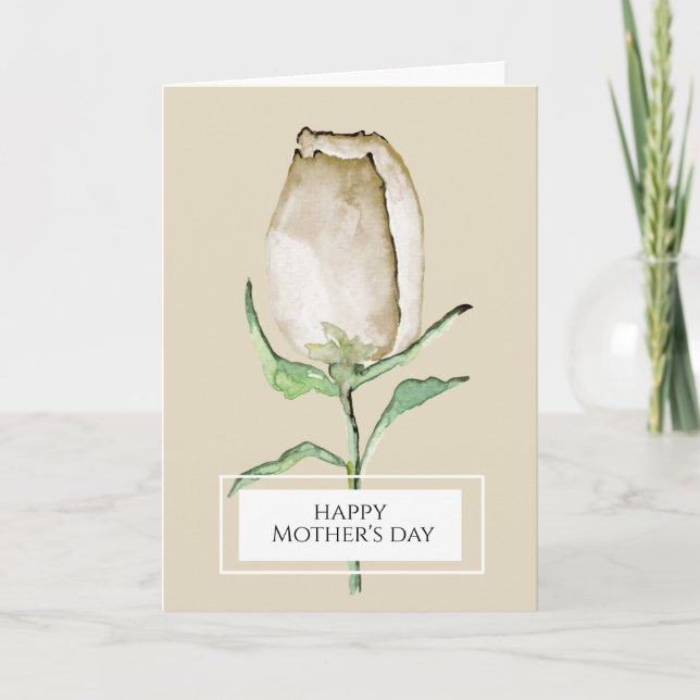 Happy Mothers day Modern, elegant, rose, Card (Front)
