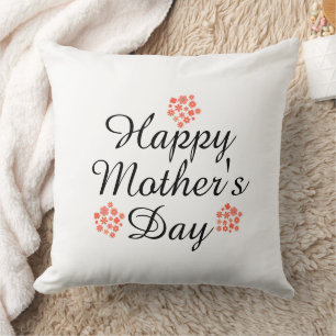 happy mother's day modern floral peach white cushion