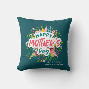 Happy Mothers Day Modern Floral Personalised  Cushion