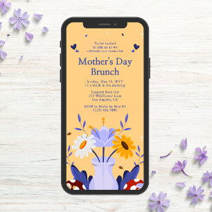 Happy Mother's Day Modern Flowers Floral Botanical Invitation