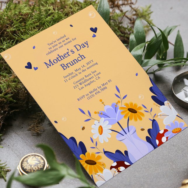 Happy Mother's Day Modern Flowers Floral Botanical Invitation (Creator Uploaded)