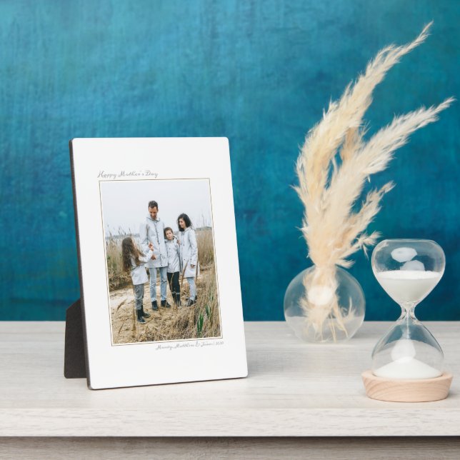 Happy Mother's Day, Modern Minimal Photo Memory Plaque (Side)