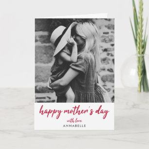 Happy Mother's Day   Modern Red Script Photo Card