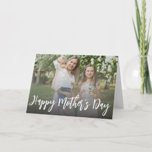 happy mothers day modern script family photo card