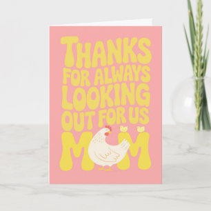 Happy Mother's Day Mom Chicken Chicks Pink Yellow Card
