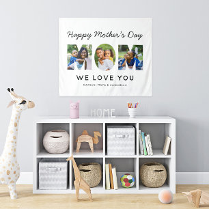 Happy Mothers Day Mom Custom Photo Collage Tapestry