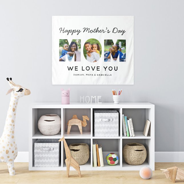 Happy Mothers Day Mom Custom Photo Collage Tapestry (Creator Uploaded)