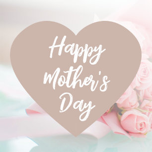 Happy Mother's Day Mom Cute Love Heart Cappuccino Heart Sticker