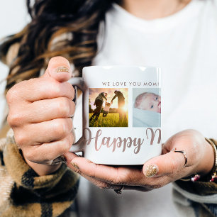 Happy Mother's Day Mom Faux Rose Gold Photo Grid Coffee Mug