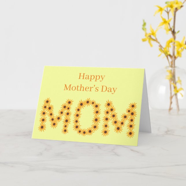 Happy Mother's Day Mom, Sunflower word cards (Yellow Flower)