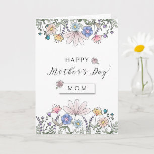 Happy Mother's Day MOM with Watercolor Flowers Card