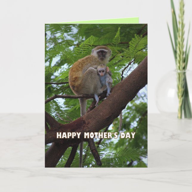 Happy Mother's Day Monkey Mother and Child Humour Card (Front)