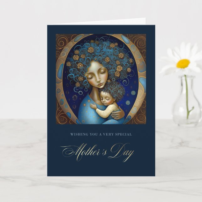 Happy Mother's Day. Mother and Child Painting Card (Small Plant)