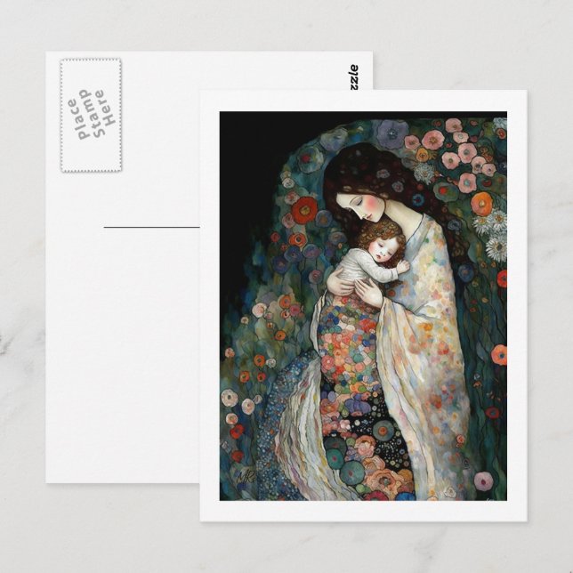 Happy Mother's Day Mother and Child Painting  Postcard (Front/Back)