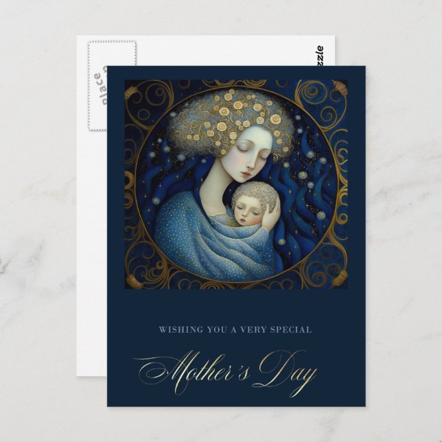 Happy Mother's Day Mother and Child Painting  Postcard (Front/Back)
