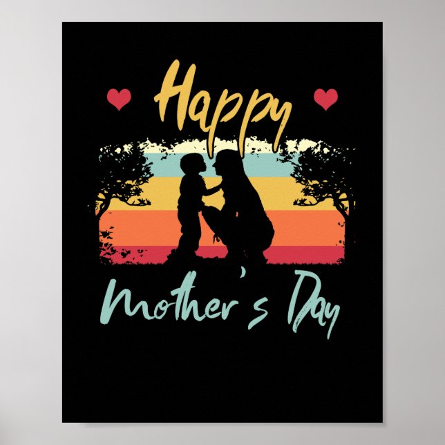 Happy Mother's Day Mother And Child Themed Poster (Front)