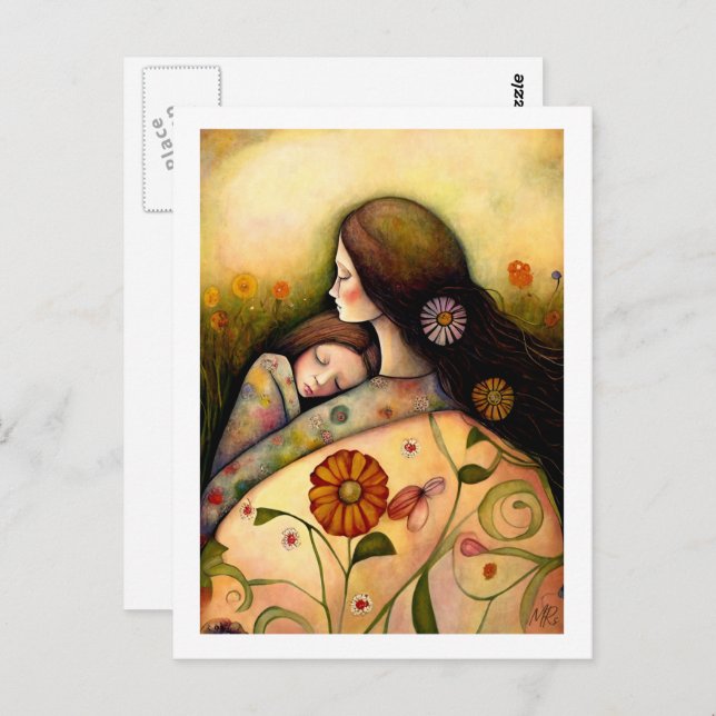 Happy Mother's Day Mother and Daughter Painting  Postcard (Front/Back)
