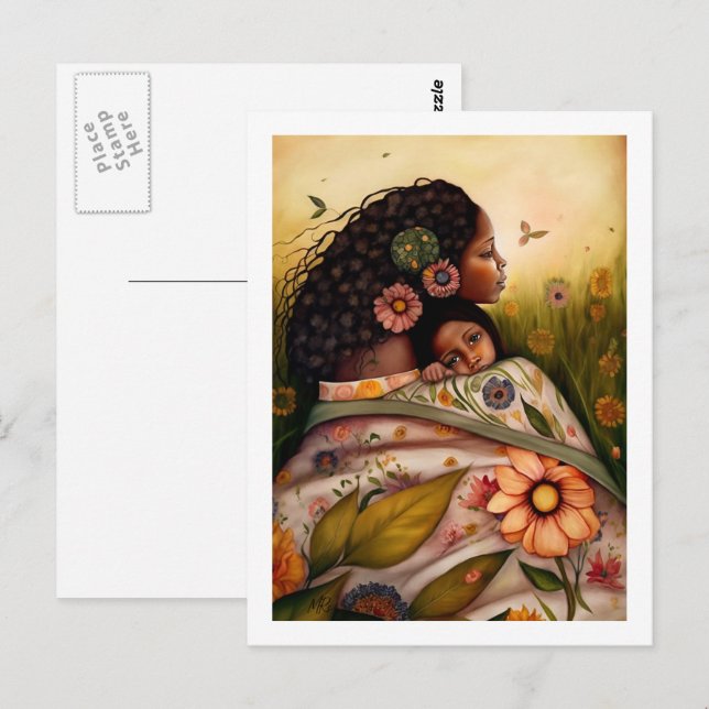 Happy Mother's Day Mother and Daughter Painting  Postcard (Front/Back)