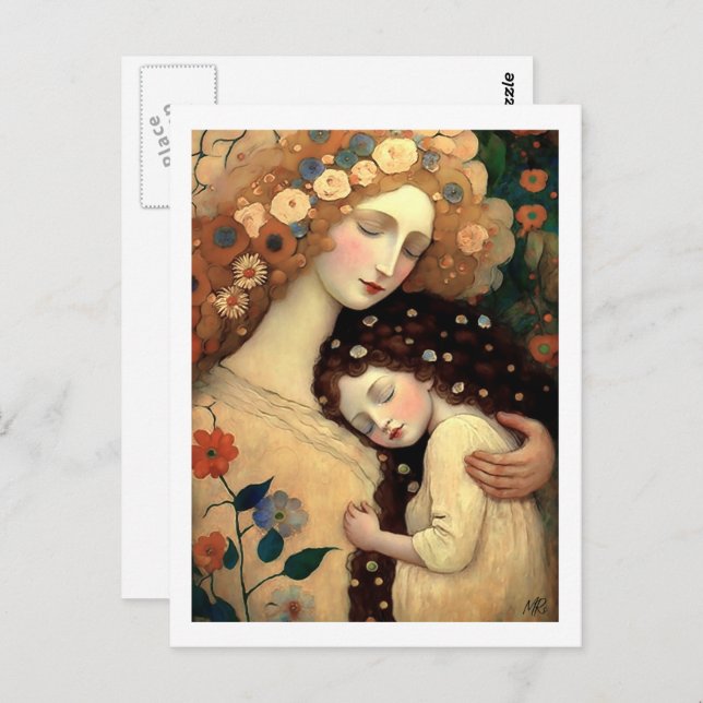 Happy Mother's Day Mother and Daughter Painting  Postcard (Front/Back)