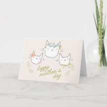 "Happy Mother's Day" Mother Cat & Kittens Card