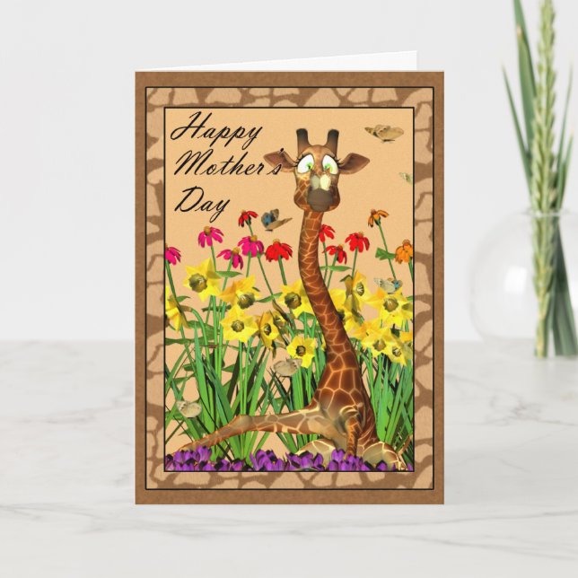 Happy Mother's Day, Mothering Sunday with Giraffe Card (Front)