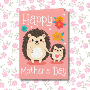 Happy Mother's Day Mum And Baby Hedgehog  Card