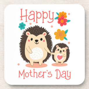 Happy Mother's Day Mum And Baby Hedgehog Coaster