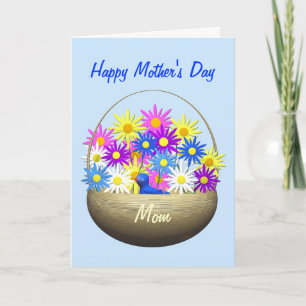 Happy Mothers Day Mum Basket of Daisies Card