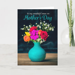 Happy Mother's Day Mum Beautiful Vase of Flowers  Holiday Card