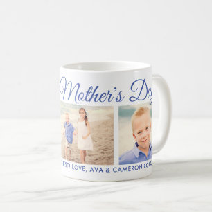 Happy Mothers Day Mum Blue Script Photo Coffee Mug