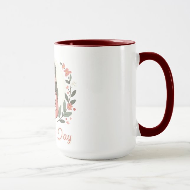 Happy Mother's Day - Mum & Child Embrace Floral Mug (Right)