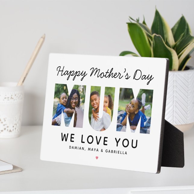 Happy Mothers Day Mum Custom Photo Collage Plaque (Creator Uploaded)