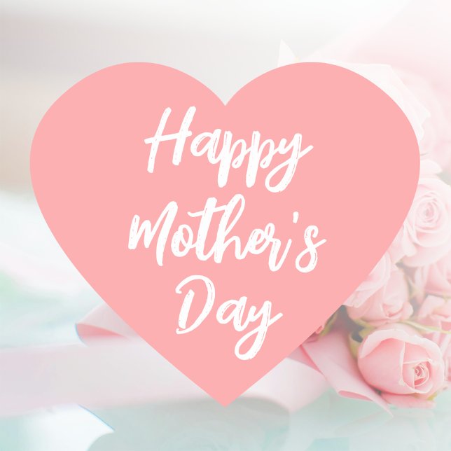 Happy Mother's Day Mum Cute Love Heart Coral Pink Heart Sticker (Creator Uploaded)