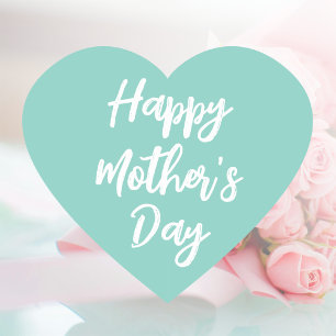 Happy Mother's Day Mum Cute Love Heart Mint Green Sticker